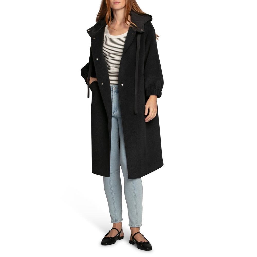 NWT Belle & Bloom Fantasy Land Wool Blend Coat Black Women’s Size Large Cozy